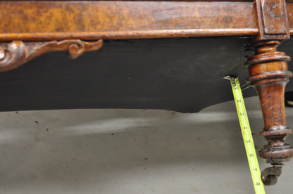 Antique Eastlake Victorian Carved Burl Walnut Parlor Set Sofa & 2 Chairs - 3 Pcs