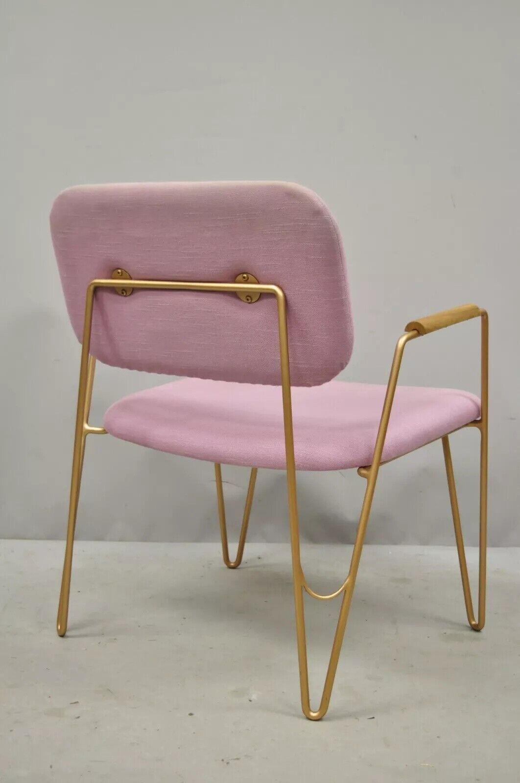 Alessandra Delgado "Bruna" Minimalist Purple Gold Hairpin Lounge Chairs - a Pair