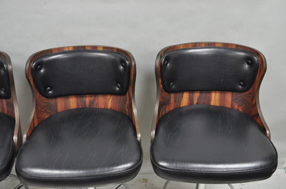 Vintage Daystrom Mid Century Modern Faux Rosewood Laminate Barstools - Set of 4