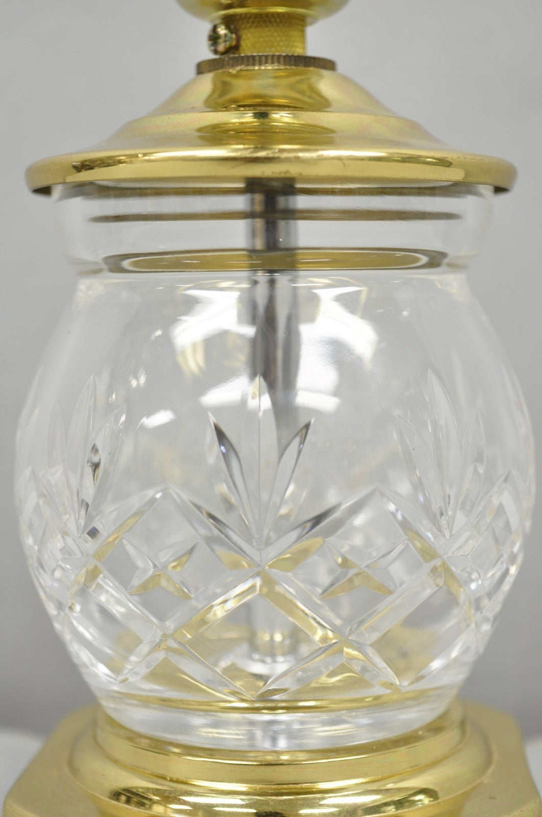 Waterford Style Small Petite Cut Glass Brass Boudoir Table Lamp by Great Creator