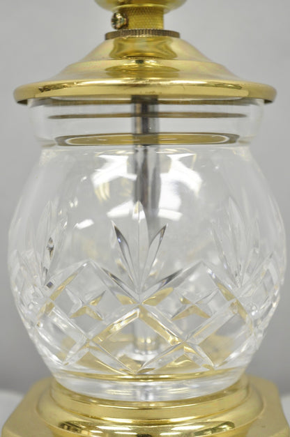 Waterford Style Small Petite Cut Glass Brass Boudoir Table Lamp by Great Creator