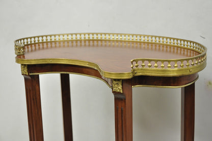 Vintage French Louis XV Style Mahogany Kidney Bean Side Table w/ Bronze Ormolu