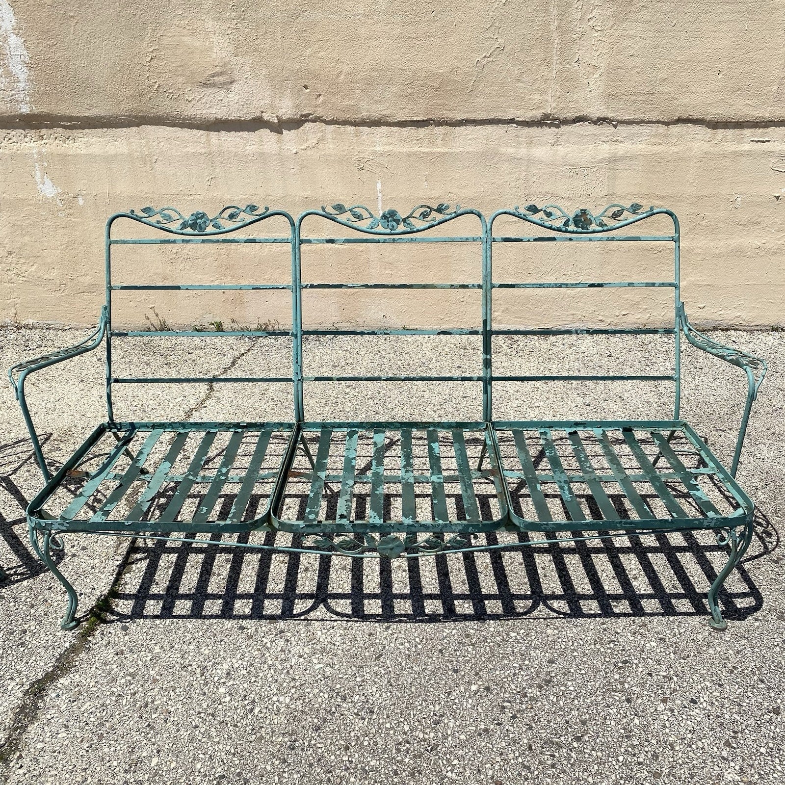Vintage Woodard Wrought Iron Patio 3 Seat Sofa and Pair Lounge Chairs - 3 Pcs