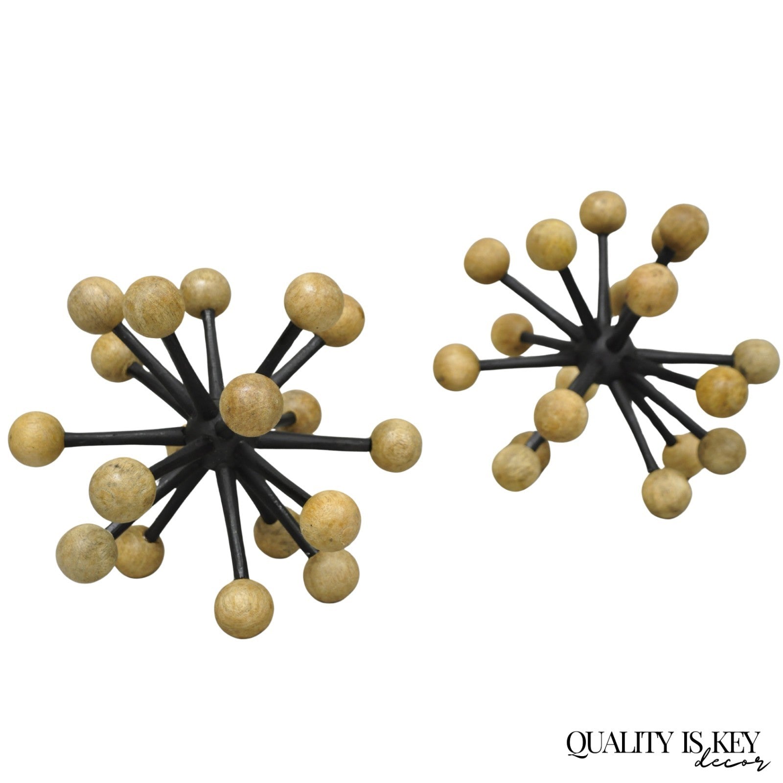 Contemporary Modern Wood & Metal "Jax" Abstract Table Decor - a Pair