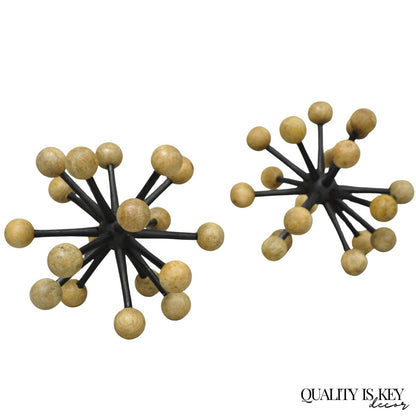 Contemporary Modern Wood & Metal "Jax" Abstract Table Decor - a Pair