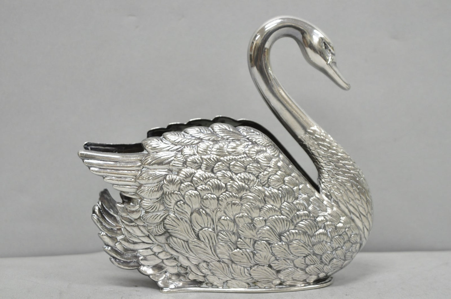 Vintage Art Nouveau Godinger Italy Silver Plated Swan Bird Napkin Letter Holder