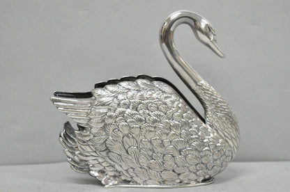 Vintage Art Nouveau Godinger Italy Silver Plated Swan Bird Napkin Letter Holder