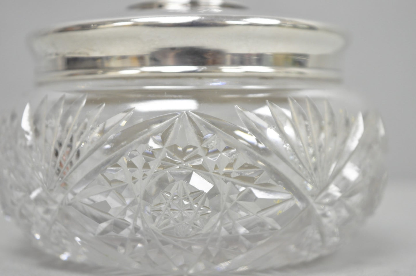 Antique Victorian Sterling Silver Crystal Glass Vanity Hair Receiver "N" Mono