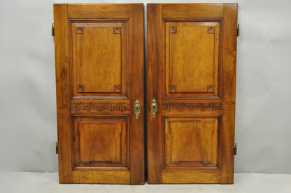 Antique French Country Louis XV Style Carved Walnut Cabinet Doors - a Pair