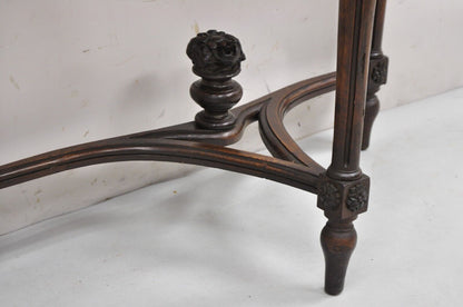 Antique French Louis XVI Carved Black Marble Top Demilune Console Hall Table