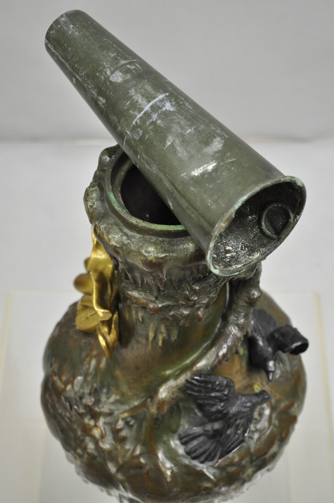 Charles Georges Ferville-Suan French Art Nouveau Gold Gilt Patinated Bronze Vase