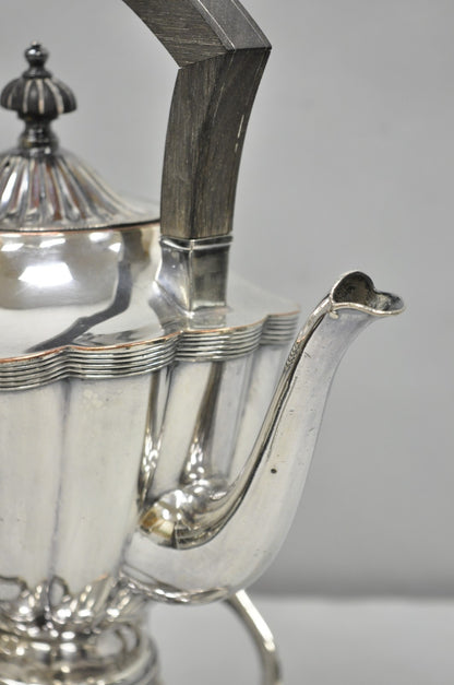Antique English Art Nouveau Silver Plated Tilting Tea Kettle Pot on Stand