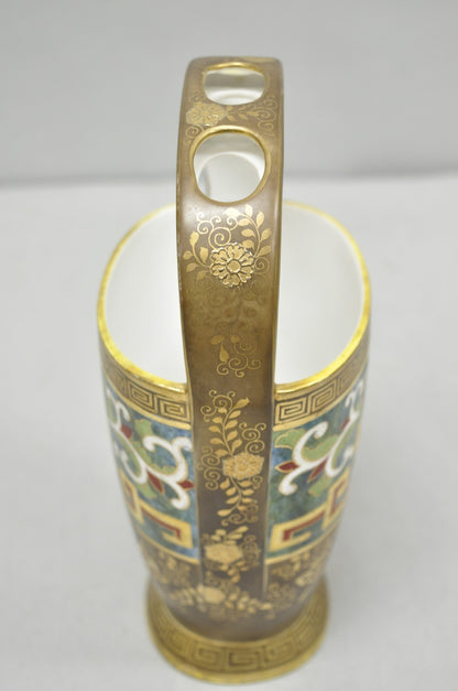 Antique Nippon Morimura Art Deco Hand Painted Porcelain Top Handle Bucket Vase