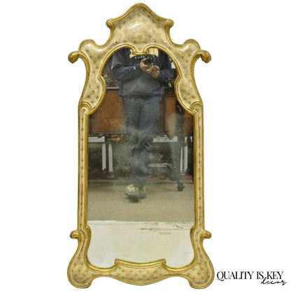 Vintage Italian Florentine Carved Sculpted Giltwood Cream and Gold Wall Mirror