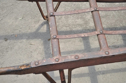 Antique Industrial Steampunk Distressed Iron & Wood Rolling Hand Truck Cart