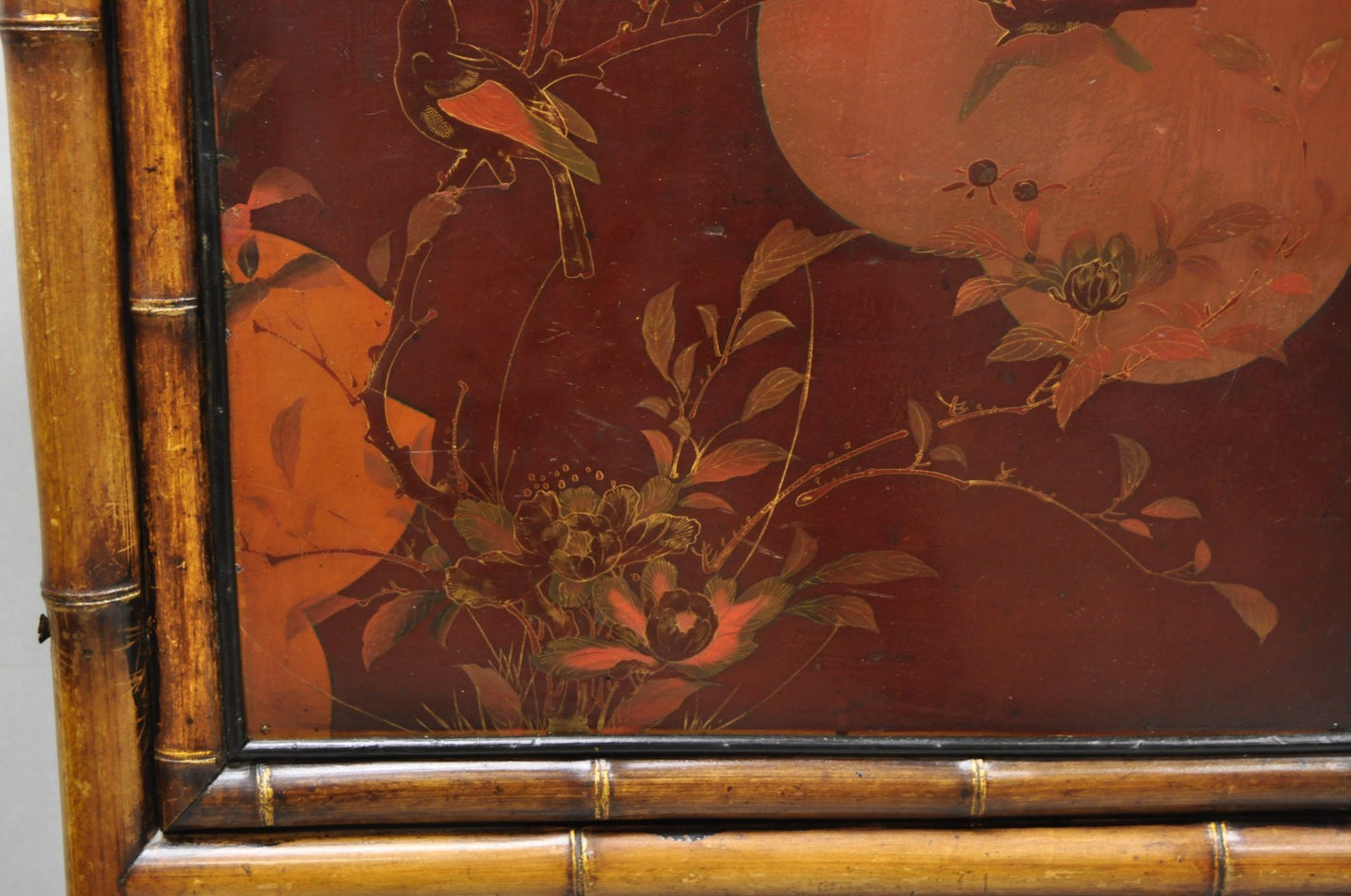 Antique English Victorian Bamboo Chinoiserie Compact Fall Front Secretary Desk