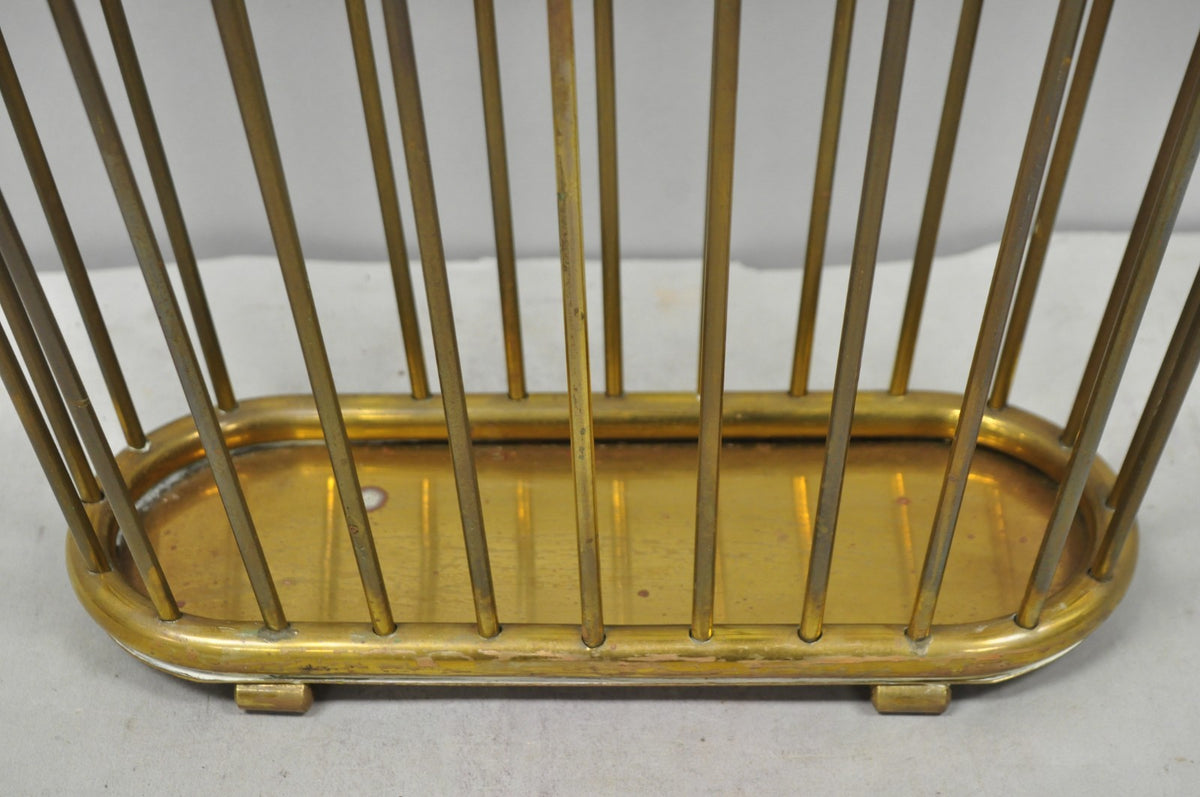 Vintage Gatco Mid Century Modern Solid Brass Spindle Modernist Magazine Rack