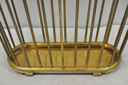 Vintage Gatco Mid Century Modern Solid Brass Spindle Modernist Magazine Rack