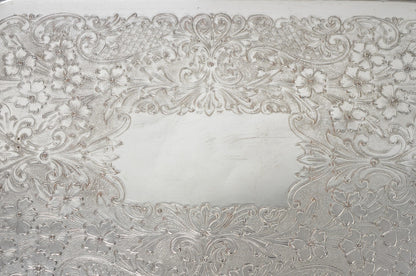 Vintage Victorian Silver Plated Grapevine Bar Serving Platter Tray by Excelsior