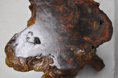 Vintage Mid Century Modern Burl Wood Slab Driftwood Sculptural Coffee Table