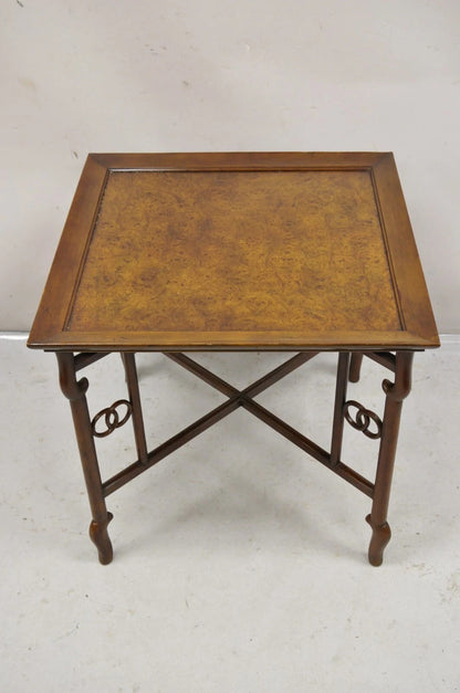 Michael Taylor for Baker Far East Asian Burl Wood Square Occasional Side Table