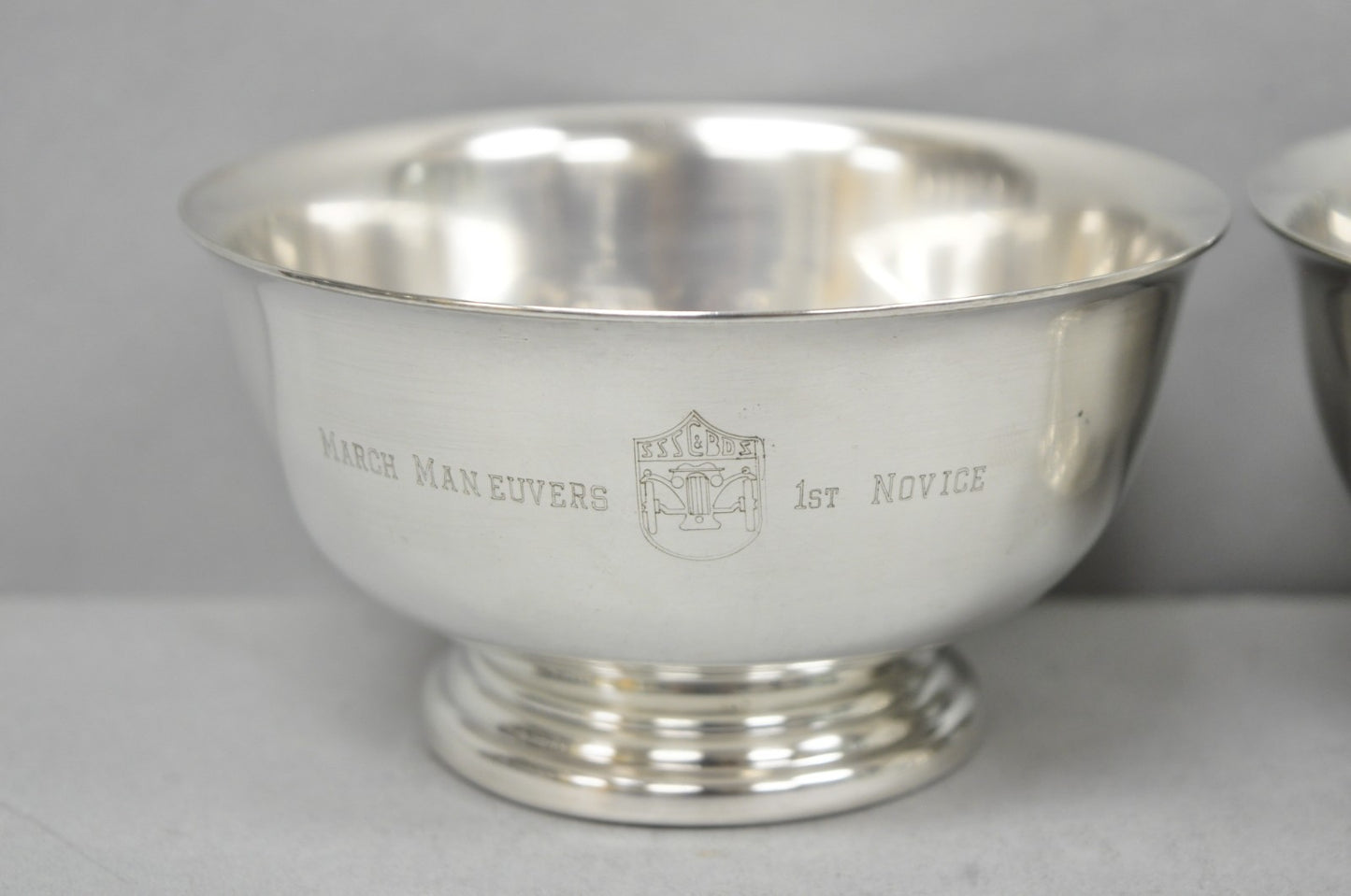 Vintage SSSC&BDS Car Club Silver Plated Award Footed Nut Bowl Dish - a Pair