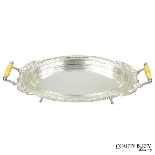Antique Crown Silver Victorian Silver Plated Large Footed Serving Dish Platter