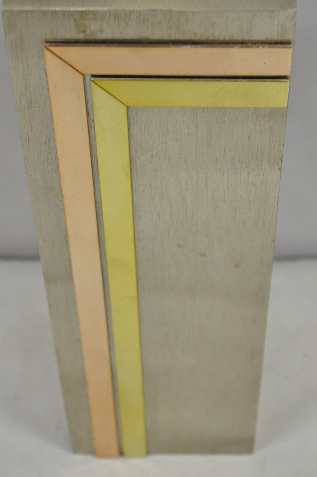 Laurel Pierre Cardin Style Brushed Aluminum Mid Century Modern Cubist Table Lamp