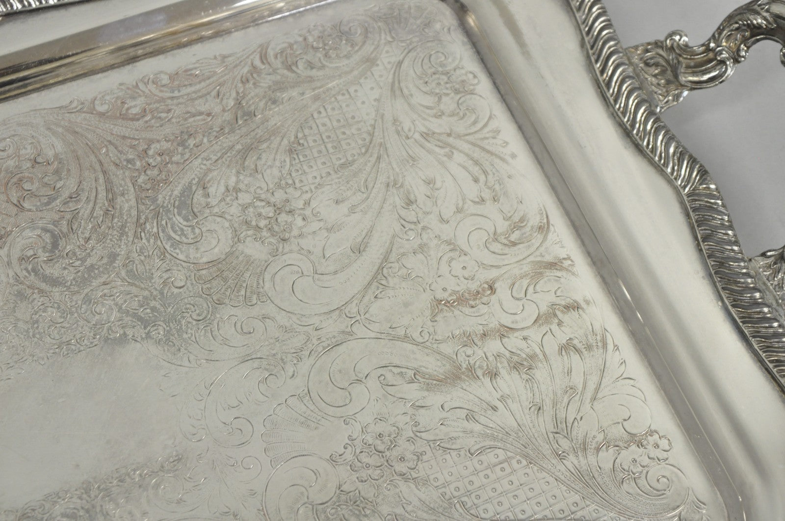 Vintage English Sheffield Victorian Silver Plated Twin Handle Bar Serving Tray