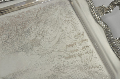 Vintage English Sheffield Victorian Silver Plated Twin Handle Bar Serving Tray