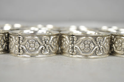 Vintage Victorian Style Silver Plated Floral Embossed Napkin Rings - Set of 12