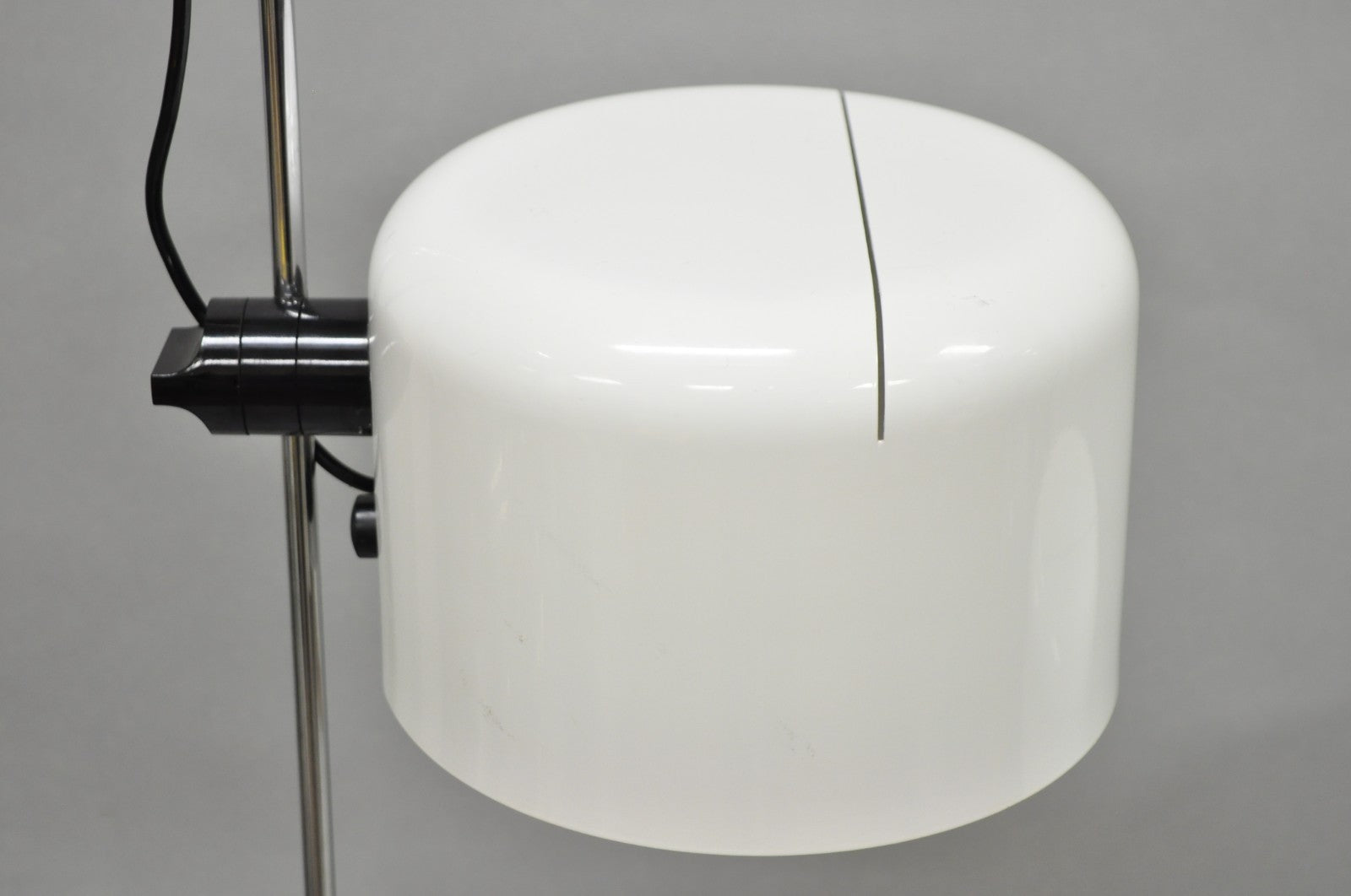 Joe Colombo for Oluce Italy White Coupe Mid Century Modern Floor Lamp - a Pair
