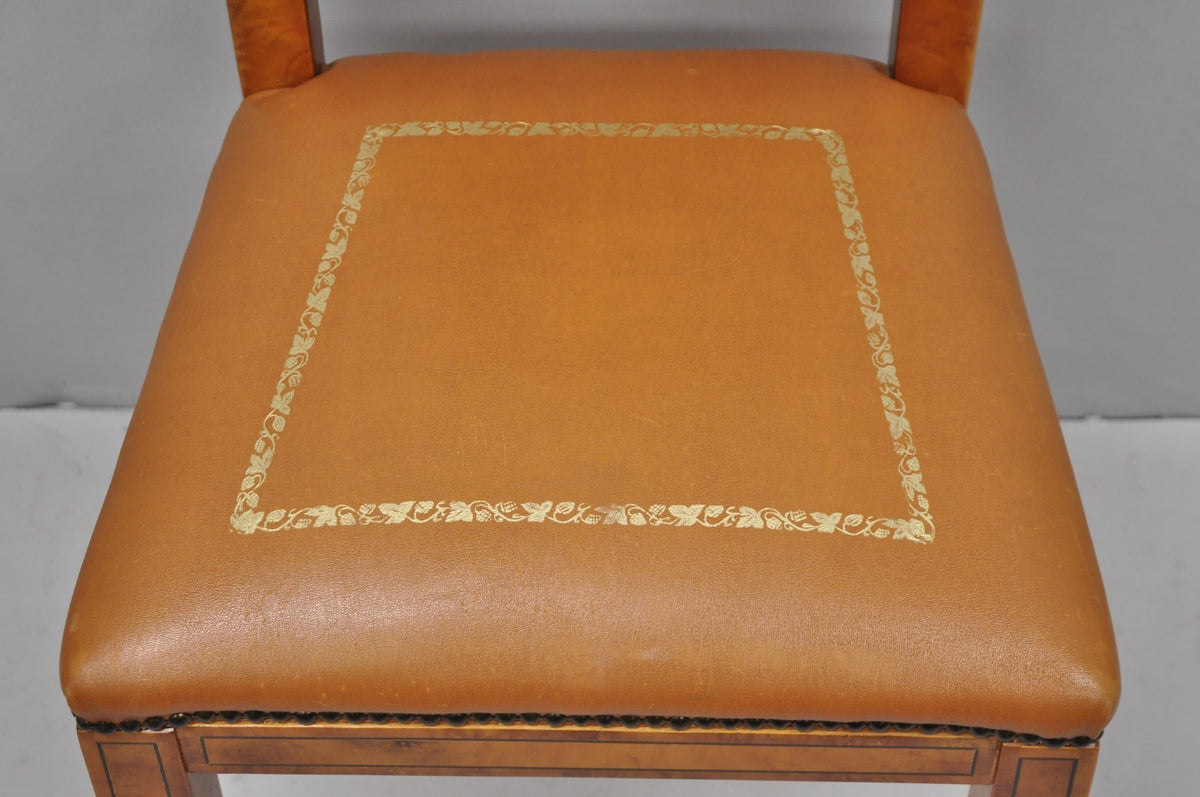 Vintage Italian Regency Lyre Harp Burlwood Desk & Chair by Binda Collection