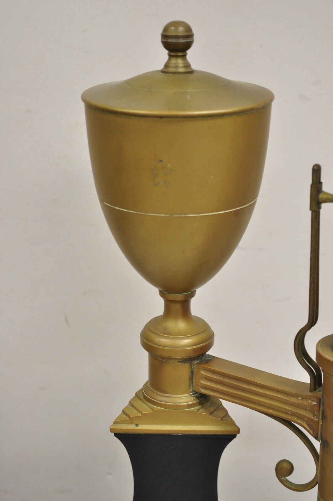 French Empire Neoclassical Brass Candlestick Student Oil Style Table Lamp