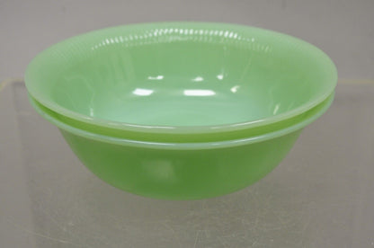 Vtg Fire King Oven Ware Green Jadeite Ribbed Jane Ray 8.25" Serving Bowl - 2 Pcs