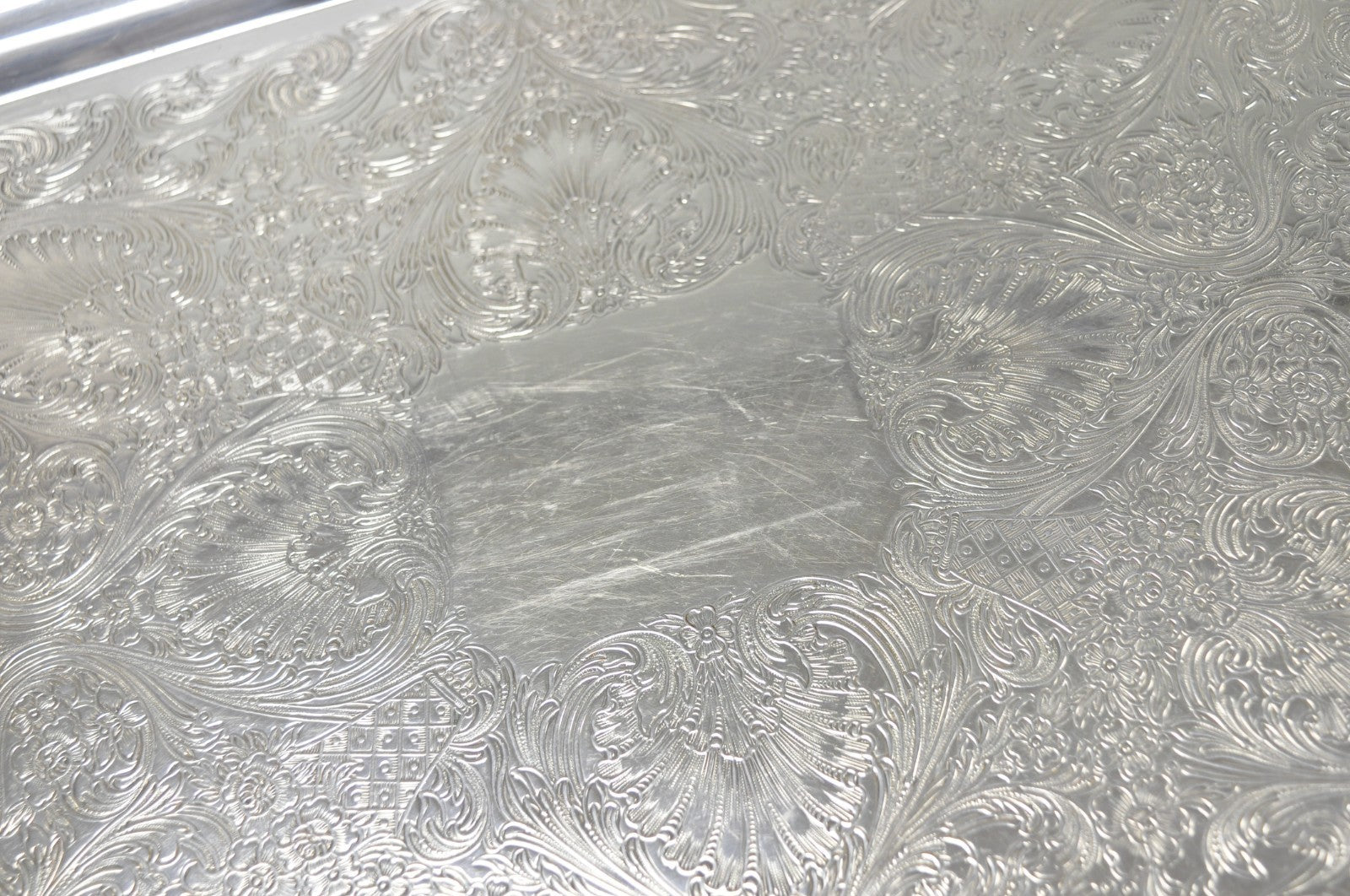 Vintage WM Rogers 290 Silver Plated Twin Handle Footed Bar Serving Platter Tray