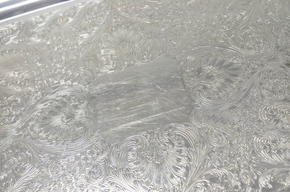 Vintage WM Rogers 290 Silver Plated Twin Handle Footed Bar Serving Platter Tray