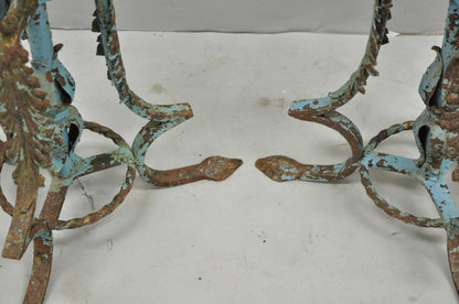 Antique Gothic Renaissance Wrought Iron Italian Candle Holder Candelabra - Pair