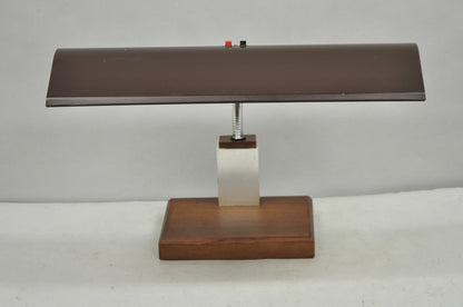 Vintage Mid Century Modern Gooseneck Walnut Base Brown Mad Men Desk Lamp