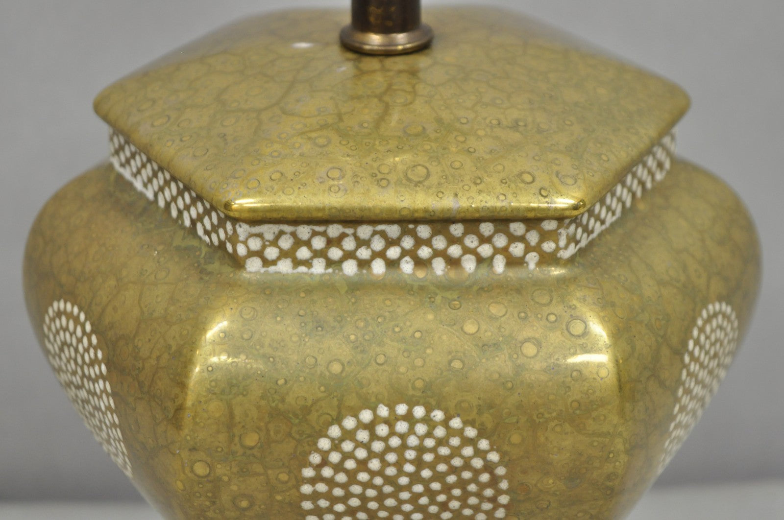 Vintage Oriental Small Porcelain Gold Oil Drop Painted Boudoir Table Lamp