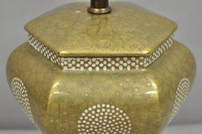 Vintage Oriental Small Porcelain Gold Oil Drop Painted Boudoir Table Lamp