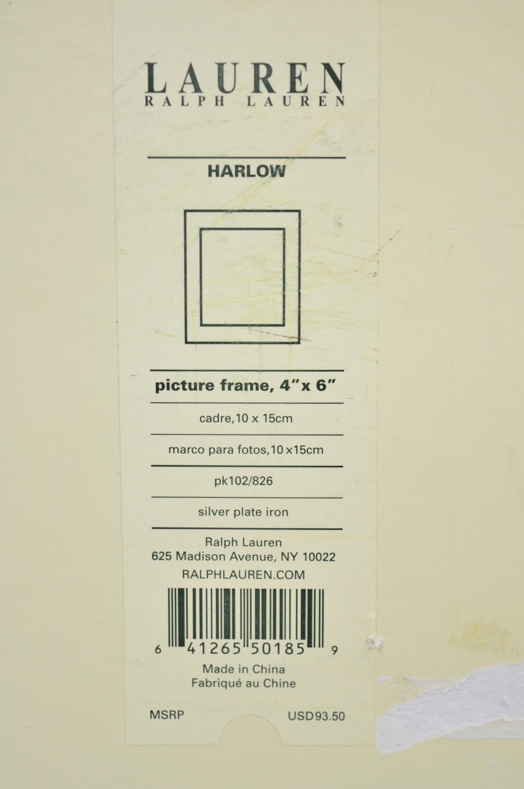 Lauren Ralph Lauren Harlow Burl Wood & Silver Plated 4x6 Photo Picture Frame NIB
