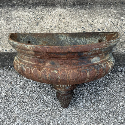 Neoclassical Cast Iron Half Round Wall Fountain Bowl Lavabo Garden Planter Pot