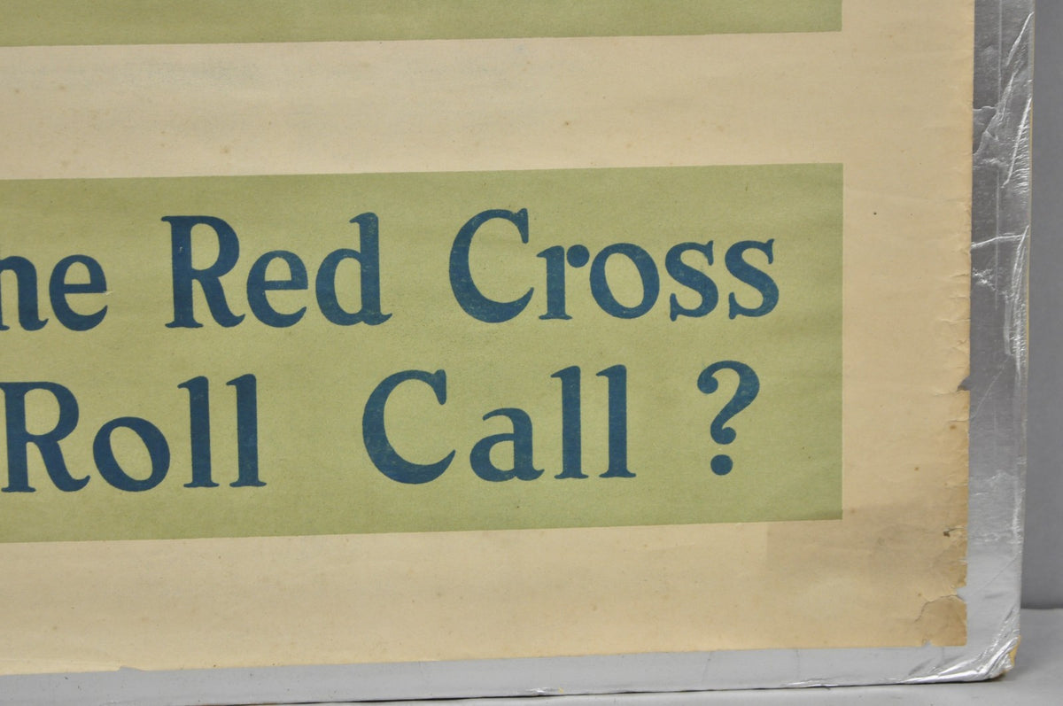 Original Vintage 1918 WWI Harrison Fisher Poster Red Cross Christmas Roll Call