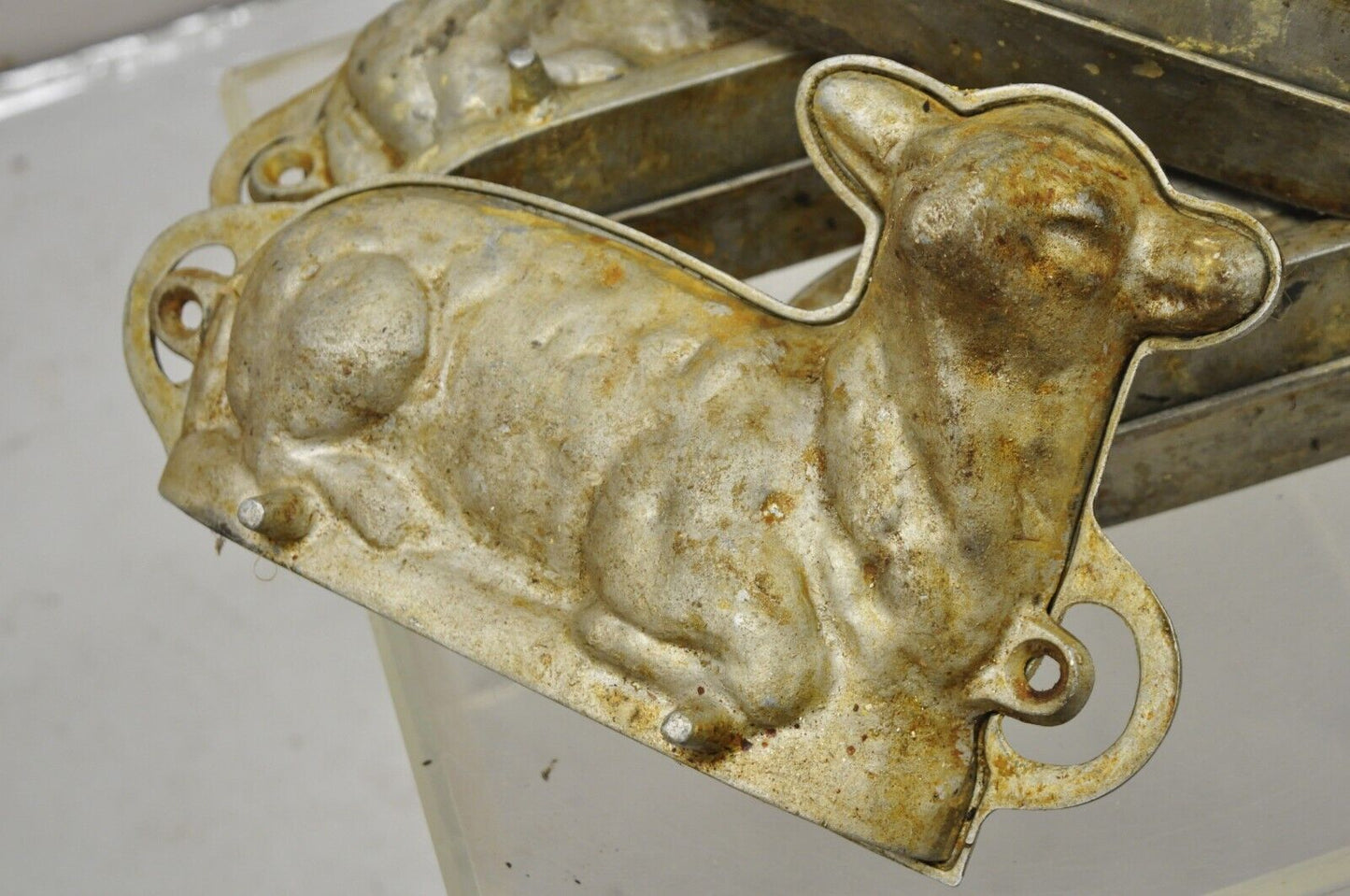 Antique Wagner Cast Aluminum Figural Lamb Metal Chocolate Cake Pan Mold