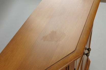 Conant Ball Colonial Maple Wood Console Cabinet Table w Clipper Ship Wall Mirror