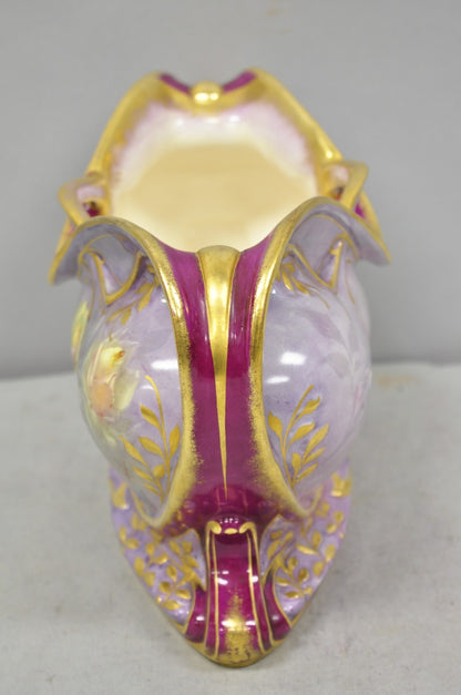 Antique Franz Anton Mehlem Royal Bonn Germany Art Nouveau Purple Jardinière Vase