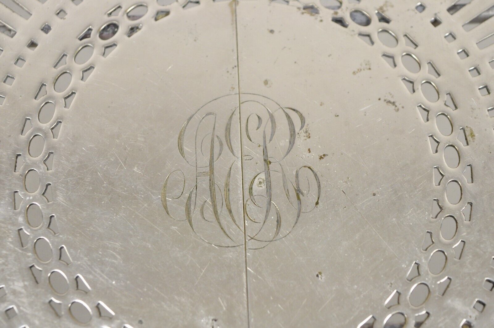 Antique Edwardian Silver Plated Expanding Pot Trivet with Monogram
