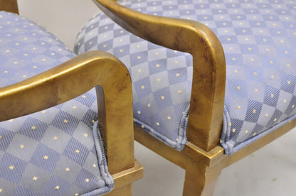 Vintage Italian Hollywood Regency Gold Gilt Wood Saber Leg Lounge Chairs - Pair