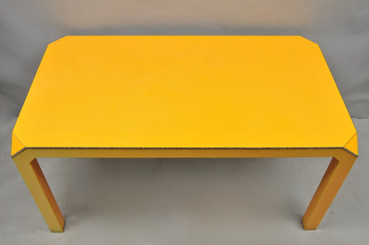 Vintage Hollywood Regency Orange Vinyl Laminate Parsons Style Dining Table Desk